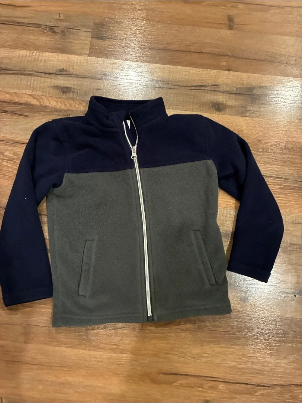 okie dokie Two-Tone Full-Zip Fleece Jacket - Navy & Gray